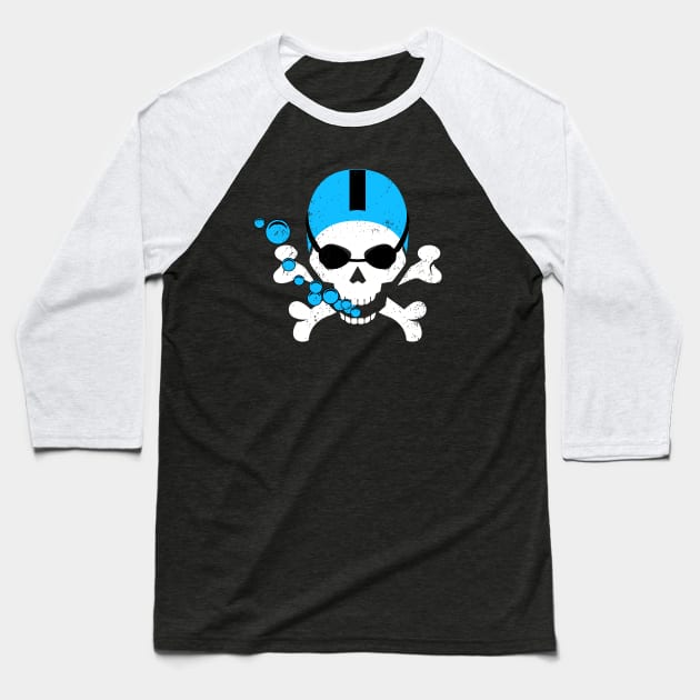 Swimming Skull Baseball T-Shirt by atomguy